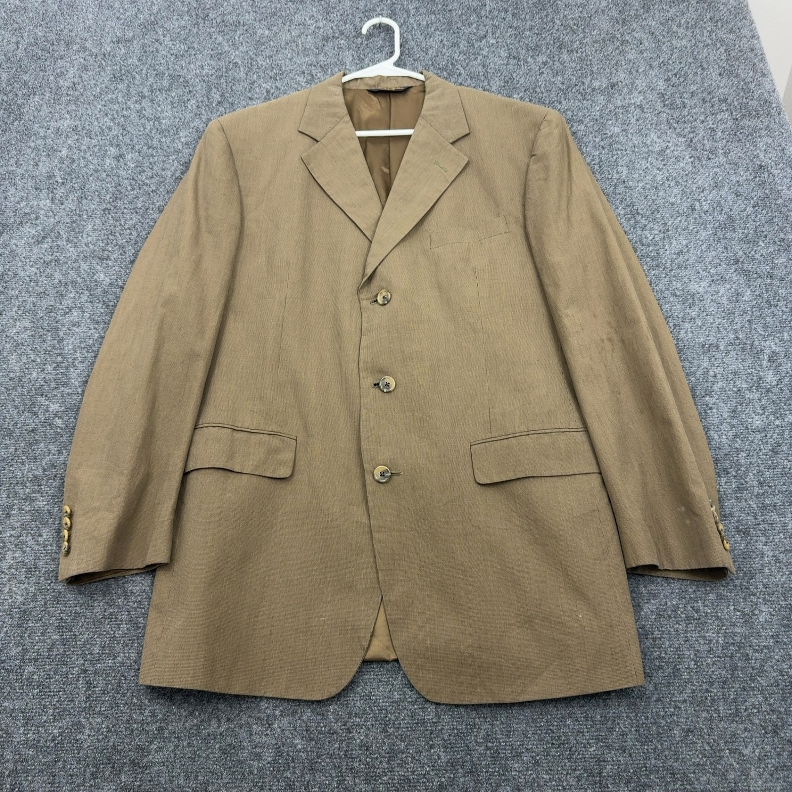 Brooks Brothers Sport Coat Men 42l Brown Cotton Micro Houndstooth Blazer Classic